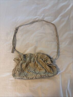 Anthropologie Beige & Light Brown Snake-Print Crossbody Bag